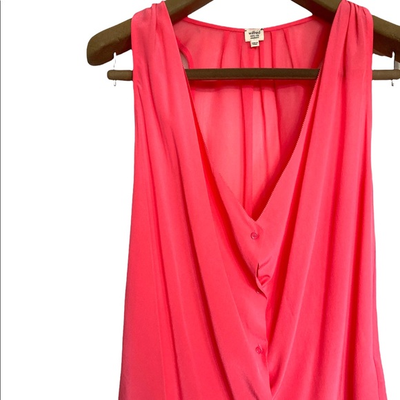 XXS•NWT•ARITZIA•WILFRED•100% SILK NEON GLOW FLOWY BLOUSE• - Picture 3 of 7